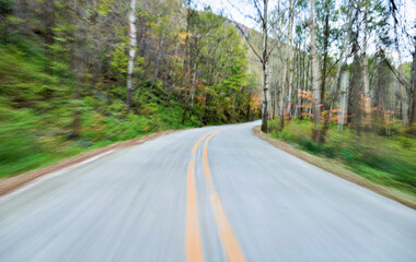 Empty road in motion blur