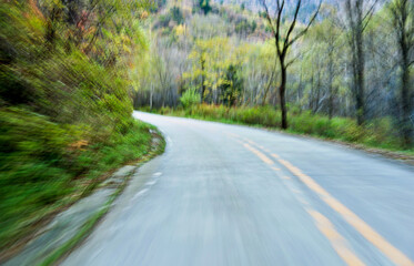 Empty road in motion blur