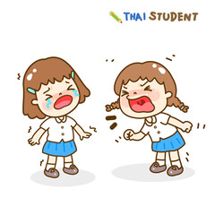 Cartoon kids bullying character vector.