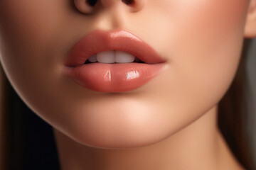 Fototapeta premium beautiful female lips of a young girl generative ai