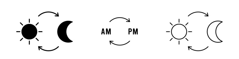 AM and PM symbol icon illustration
