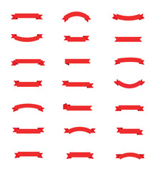 Ribbon set. Ribbons collection. Red ribbons banner. Vector ribbon.