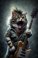 Hard rock guitarist cat