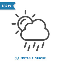 Raining Icon - Rain, Weather, Cloud, Cloudy, Sun, Sunny