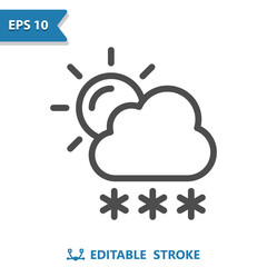 Snowing Icon. Snow, Cloud, Snowflake, Weather, Winter, Sun