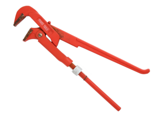 Old red wrench isolated with clipping path