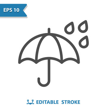 Umbrella, Rain Icon. Raining, Weather, Raindrop, Droplet