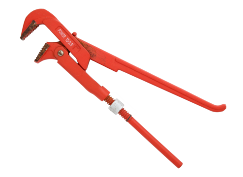 Old red wrench isolated with clipping path