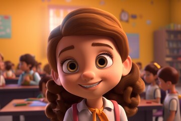 Illustrations of cartoonish Ethnic diverse young people inside a classroom - Kindergarten - Created with generative ai Technology
