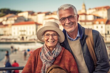 A happy couple traveling in Portugal, AI-generated