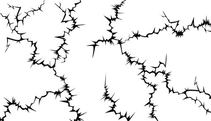 Background with cracks on the surface. Structure of black and white vector cracks.
