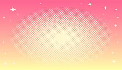Halftone colored pink with yellow background in manga and comics style.