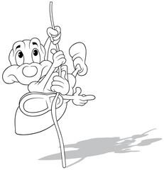 Drawing of a Cute Spider Hanging on a Spider Web