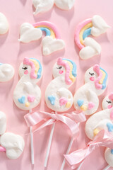 Unicorn meringue pops