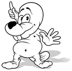 Drawing of a Beaver Pointing his Finger Up