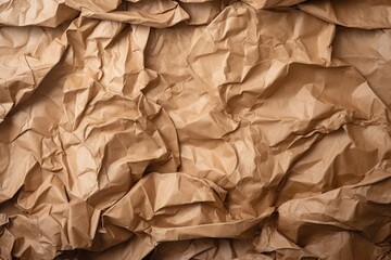 Sheet with crumpled brown paper. Generative ai.