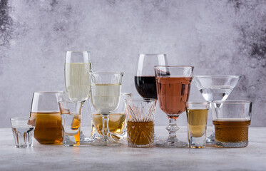 Assortment of various alcohol drinks