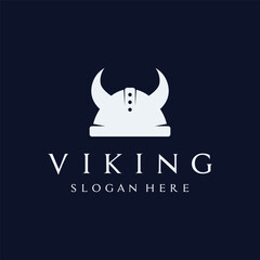 Viking warrior helmet Logo design with simple horned helmet.