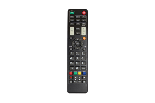 Tv remote controller, remote control device, isolated white background, png isolated