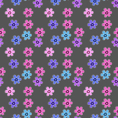 Seamless pattern with floral botanical leaves and flower by hand  drawn watercolor. Colorful splashing in the paper for background fabric, textile, gift wrapping paper. 