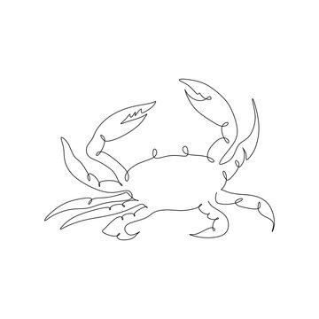 recommend clip art: Continuous one simple single abstract line drawing of crab icon vector illustration concept