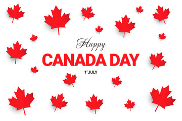 Happy Canada Day background design with red maple leaf.  vector illustration for greeting card, decoration and covering.