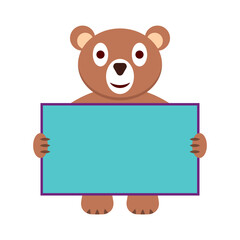 Happy bear holding a empty frame.