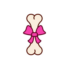 A dog bone with a ribbon bow. Gift bone. 