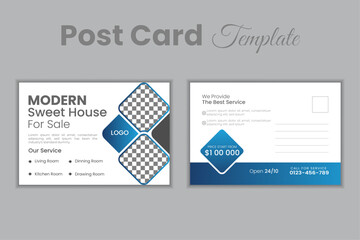 Real estate or marketing agency postcard template Modern Creative  Vector, Modern & Elegant For Home Sale.