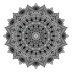 Flower Mandala. Vintage decorative elements. Oriental pattern, vector illustration. Islam, Arabic, Indian, Moroccan, Spain, Turkish, Pakistan, Chinese, mystic, ottoman motifs. Coloring book page.