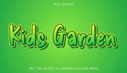 Kids garden editable text effect in 3d style. Suitable for brand or business logo