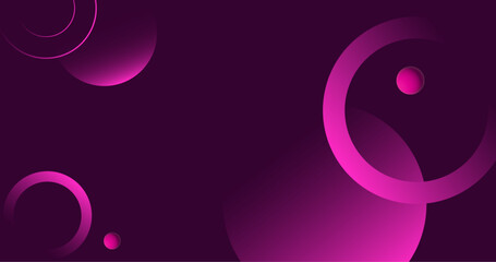 3d pink gradient circle shapes on dark purple background. Abstract vector illustration for business, website, banner, presentation.