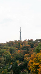 Obraz premium old Petrin tower in the city of Prague