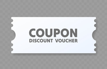 paper coupon on transparent background, promo voucher. Vector illustration