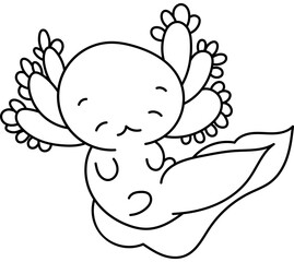 Coloring Page Axolotl Animal