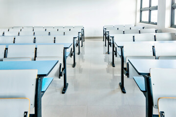 Empty college lecture classroom in university