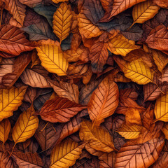 Autumn fallen leaves seamless pattern [Generative AI]