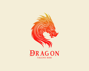 Dragon logo with simple gradient red color, vector eps file