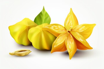 Starfruit on a white background from generative ai
