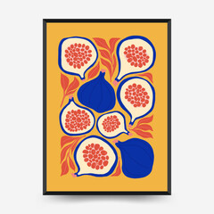 Abstract fruits posters template. Modern trendy Matisse minimal style. Exotic Healthy Food. Hand drawn design for wallpaper, wall decor, print, postcard, cover, template, banner.