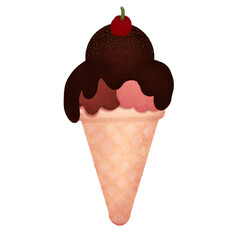 Sweet favor colorful  ice cream  illustration on transparent background