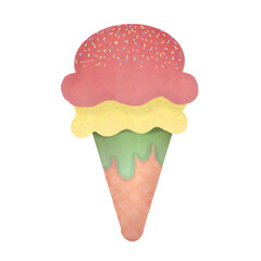 Sweet favor colorful ice cream illustration on transparent background