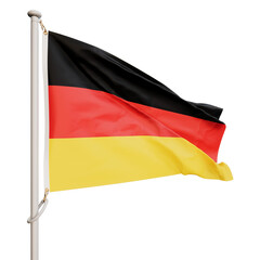 The flag of Germany flutters in the wind. On a transparent background. Rendering a 3D image