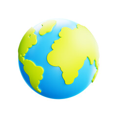 Cartoon planet Earth on white background. Planet Earth day or Environment day concept. Realistic 3d vector illustration