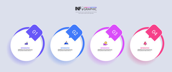Four steps business infographics template vector.	
