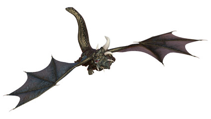 3D Rendering Fairy Tale Dragon on White