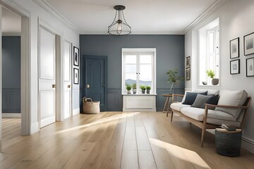 living room interior, 3d render, Generative AI