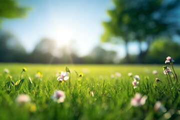 Beautiful Blurred Background Image of Spring Nature, ai generative