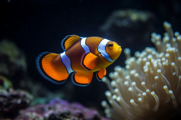 Naklejka na ściany i meble Clownfish fist in aquarium