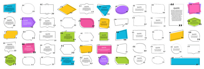 Quote box vector set. Templates quote bubbles with space for text. Vector illustration